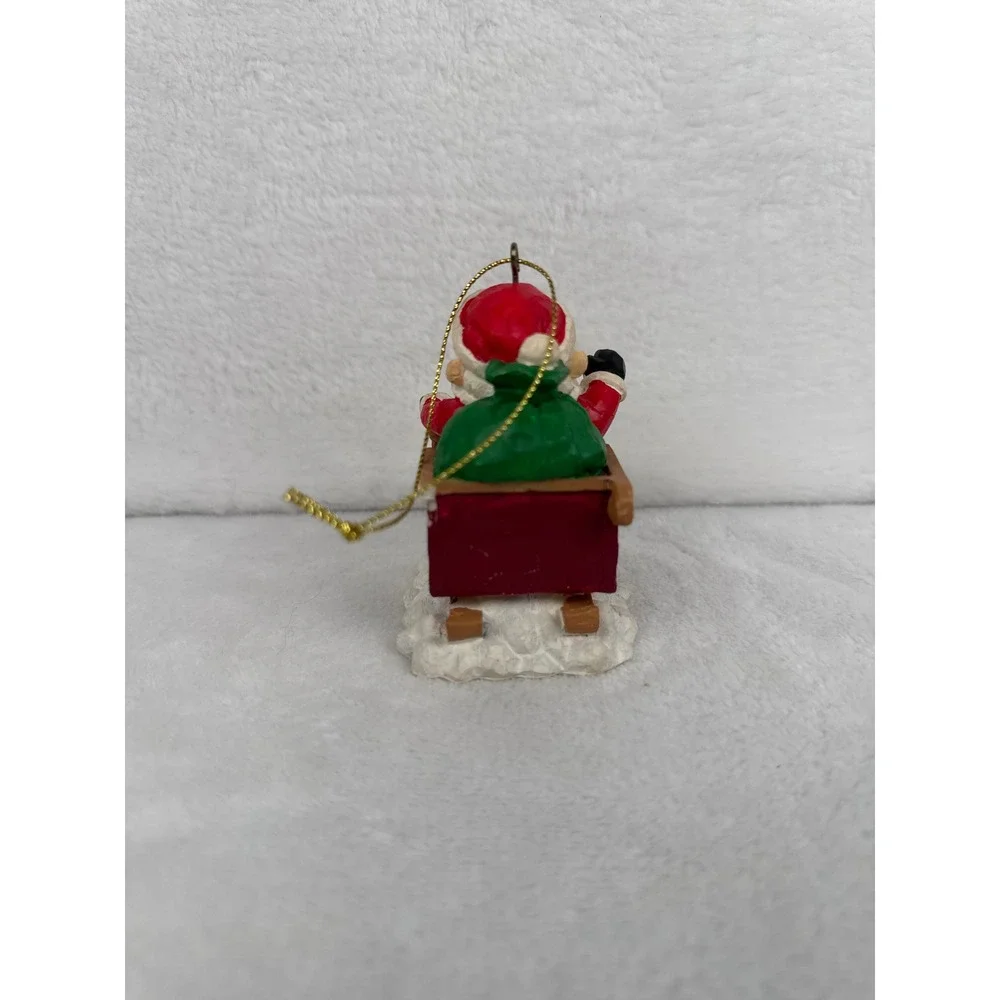 Vintage 2004 Dated Sleigh Santa Ornament Unisex Small Red Fair